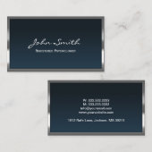 金属製ネイビーブルー登録心理学者 エンクロージャーカード (正面/裏面)