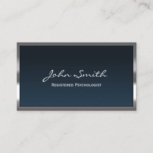金属製ネイビーブルー登録心理学者 エンクロージャーカード (正面)