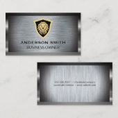 金属製ブラシ仕上げライオンシールド 名刺 (正面/裏面)