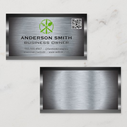 金属製ブラシ仕上げ台所用品 | QRコード 名刺 (正面/裏面)