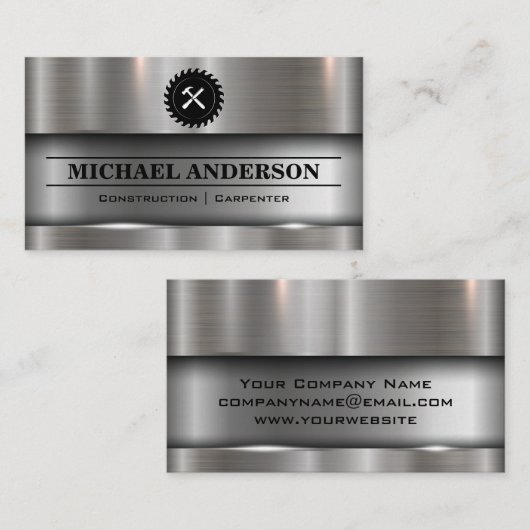 金属製ブラシ仕上げ工業用ソー及びハンマー 名刺 (正面/裏面)