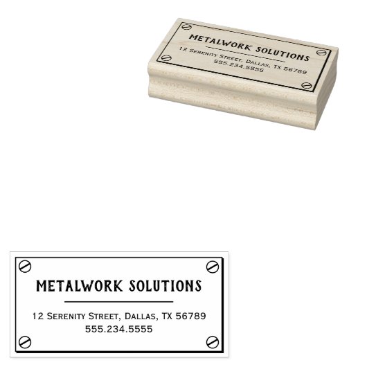 金属製プレート(ねじ付き)の勤務先アドレス ラバースタンプ (押印)