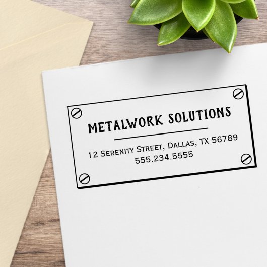 金属製プレート（ねじ付き）の勤務先アドレス ラバースタンプ