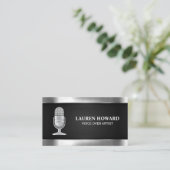 金属製マイクロホン | ブラックメッシュ 名刺 (スタンド正面)