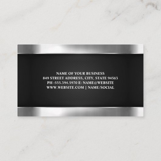 金属製マイク | ブラックメッシュ名刺 名刺 (裏面)