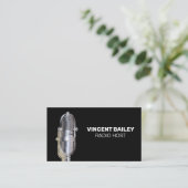 金属製マイク | 無線ホスト | ポッドキャスト 名刺 (スタンド正面)