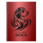 金属製レッド装飾用ビーグルヘッドイラストレーション ノートブック (正面)