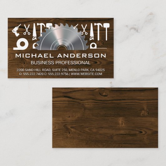 金属製材木鋸 |木製パネルとハードウェアツール 名刺 (正面/裏面)