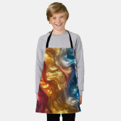 金属製油スリック抽象芸術エプロン エプロン (着用した状態)
