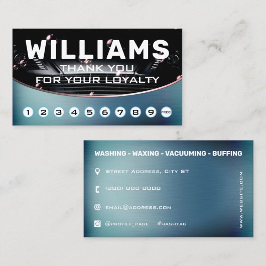 金属製洗車ロイヤリティ  名刺 (正面/裏面)