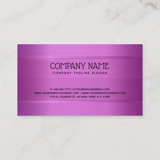 金属製深い紫ストライプ模様名刺 名刺 (裏面)