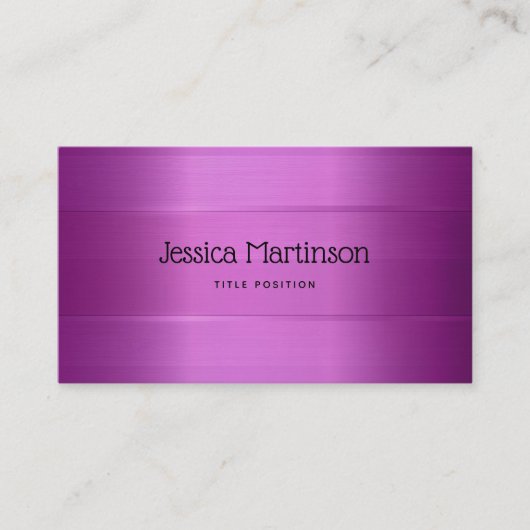 金属製深い紫ストライプ模様名刺 名刺 (正面)