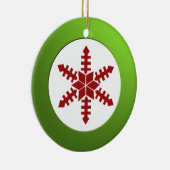 金属製緑の円と赤の雪片 セラミックオーナメント (右)