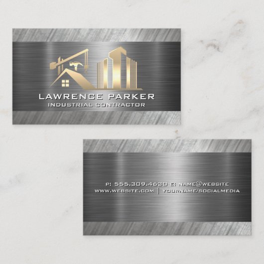 金属製背景 | 建築サイト 名刺 (正面/裏面)