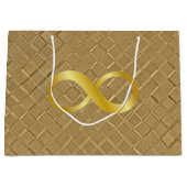 金属製金ゴールドインフィニティシンボルウェディングパーティー ラージペーパーバッグ (正面)