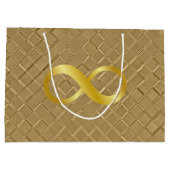 金属製金ゴールドインフィニティシンボルウェディングパーティー ラージペーパーバッグ (裏面)