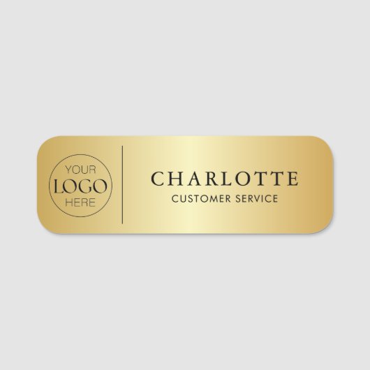 金属製金ゴールドカスタムロゴオフィス従業員スタッフ 名札 (正面)