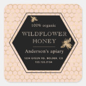 金属製金ゴールドクイーンビーハニージャレーベル スクエアシール (正面)