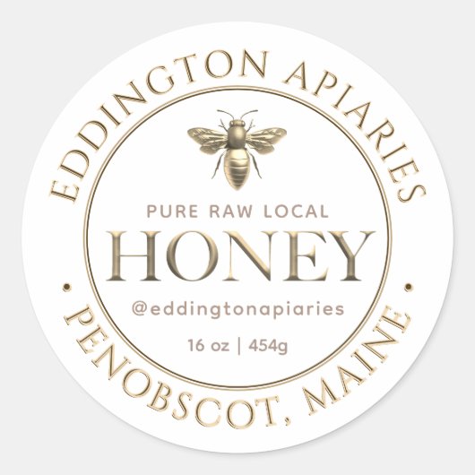 金属製金ゴールドクイーンビーハニーラベル ラウンドシール (正面)