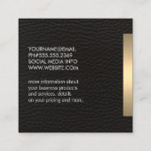 金属製金ゴールドトリムおよびレザー付きストライプ スクエア名刺 (裏面)