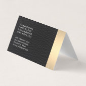 金属製金ゴールドトリムおよびレザー付きストライプ 名刺 (裏面)