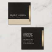 金属製金ゴールドトリムおよびレザー スクエア名刺 (正面/裏面)