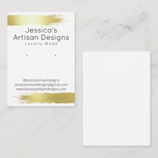 金属製金ゴールドブラシ手作りジュエリー表示カード 名刺 (正面/裏面)