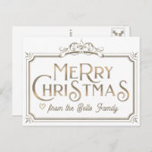 金属製金ゴールドメリークリスマスファンシーヴィンテージ枠 ポストカード (正面/裏面)