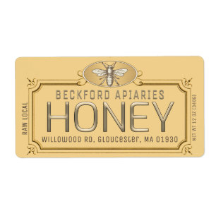 金属製金ゴールド3Dフレーム蜂蜜ラベル付き蜂 ラベル