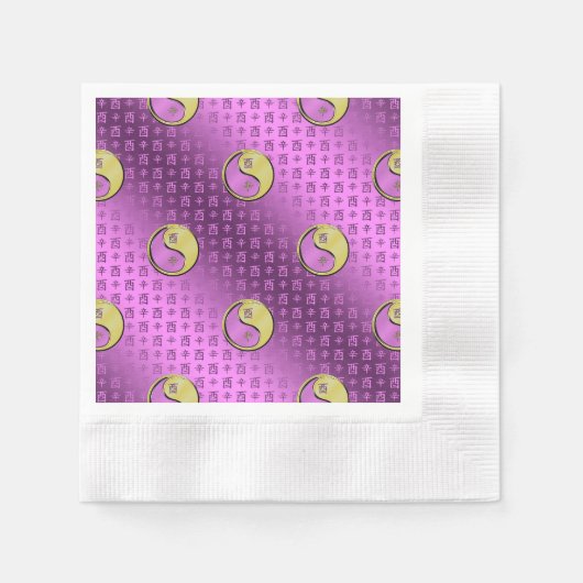 金属製雄鶏の年 縁ありカクテルナプキン (正面)