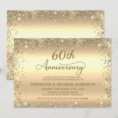 金属質ゴールドラメ 60回結婚記念日 招待状 (正面/裏面)