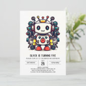 金属造形ロボット誕生日 招待状 (スタンド正面)