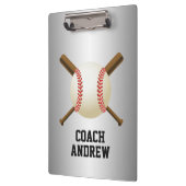 金属野球のコーチの交差させたこうもり及び球 クリップボード (左)