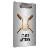 金属野球のコーチの交差させたこうもり及び球 クリップボード (右)