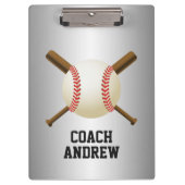 金属野球のコーチの交差させたこうもり及び球 クリップボード (正面)