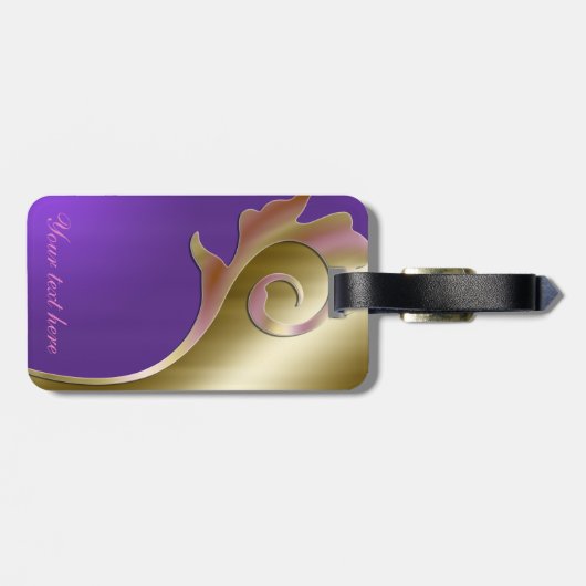 金属金ゴールドおよび紫色の荷物のラベル ラゲッジタグ (裏面横)