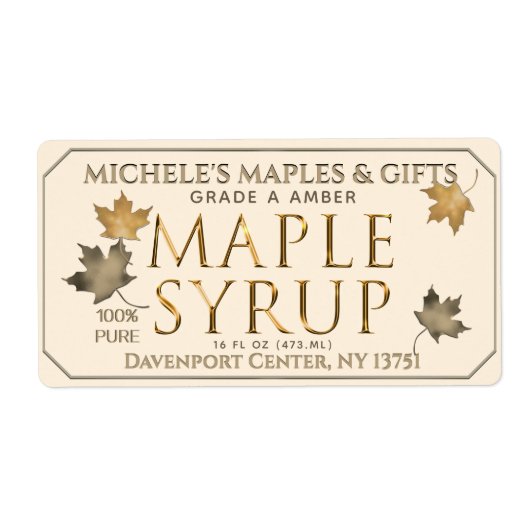 金属金ゴールドとアイボリーメープルシロップ出荷ラベル ラベル (正面)