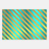 金属金ゴールドとアクアクリスマス ラッピングペーパーシート (正面3)