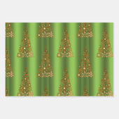 金属金ゴールドとグリーンクリスマス ラッピングペーパーシート (正面)