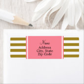 金属金ゴールドとピンクのパタストライプのーン ラベル (インサイチュ)
