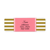 金属金ゴールドとピンクのパタストライプのーン ラベル (正面)