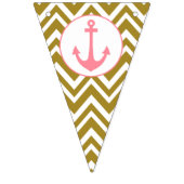 金属金ゴールドとピンクの白いシボ航海のン バンティングフラッグ (第2の旗)