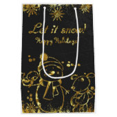 金属金ゴールドとブラックイラストレーション – クリスマス ミディアムペーパーバッグ (裏面)