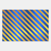 金属金ゴールドとブルークリスマス ラッピングペーパーシート (正面3)