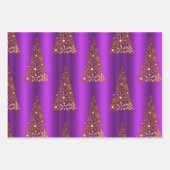 金属金ゴールドと紫のクリスマス ラッピングペーパーシート (正面)