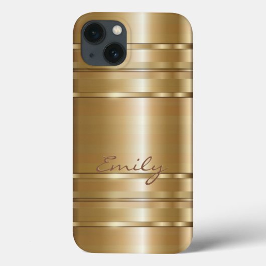 金属金ゴールドと銅ストライプのパターン2モノグラム Case-Mate iPhoneケース (裏面)