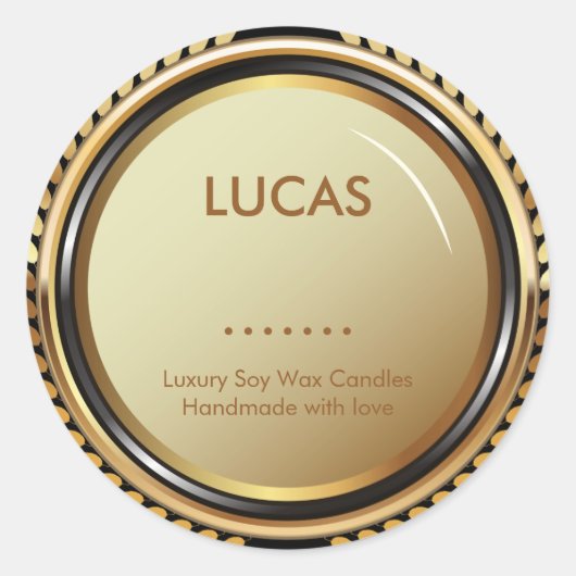 金属金ゴールドと黒のラベル ラウンドシール (正面)