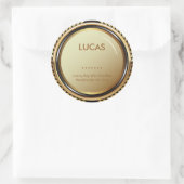 金属金ゴールドと黒のラベル ラウンドシール (バッグ)