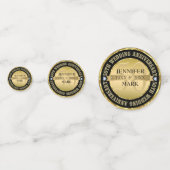 金属金ゴールドと黒の円 コンフェッティ (裏面)