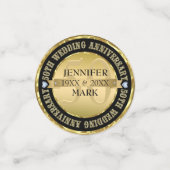 金属金ゴールドと黒の円 コンフェッティ (スモール正面)